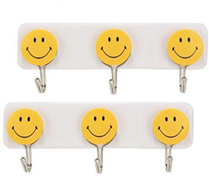 2 to 6 Piece Adhesive Hook Stainless Steel Towel Holder Self Adhesive Hooks Smiley 