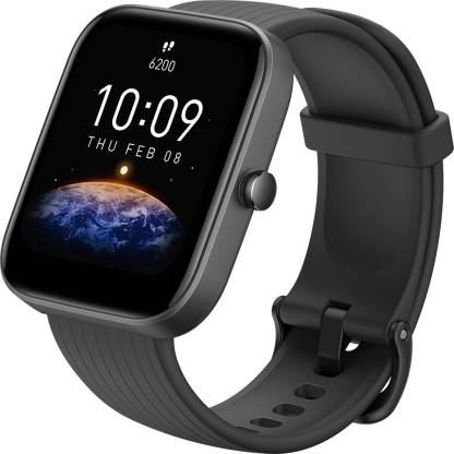 AMAZFIT Bip 3 Pro with 1.69 inch Large Color Display Built-in GPS Smartwatch  (Black Strap, Free Size)