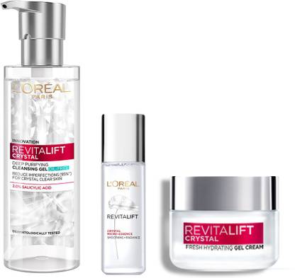 LOréal Paris Revitalift Crystal 3 Step Crystal Clear Regime (Cleanse + treat + protect)157 ml  (3 Items in the set) at Rs. 504