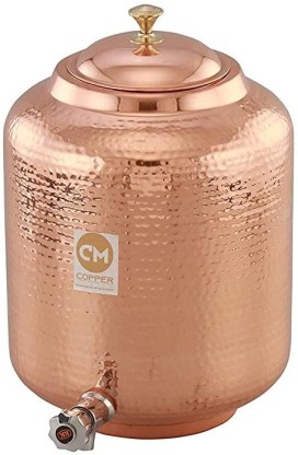 Storage Water 18 LTR Hammered Copper Water Dispenser Container Pot Tank Matka 