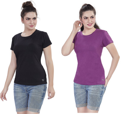 Black and purple shirt women's Clearance