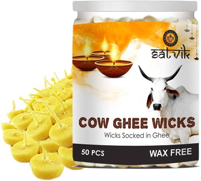 50 Wicks Divine Products India Pure Desi Ghee Wicks 