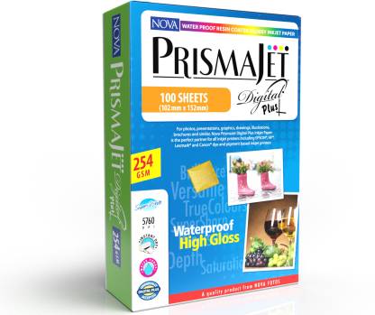  | NOVA PRISMAJET High Glossy Water Proof Resin Coated Inkjet  Photo Paper (102X152mm) Unruled 4x6 254 gsm Photo Paper - Photo Paper