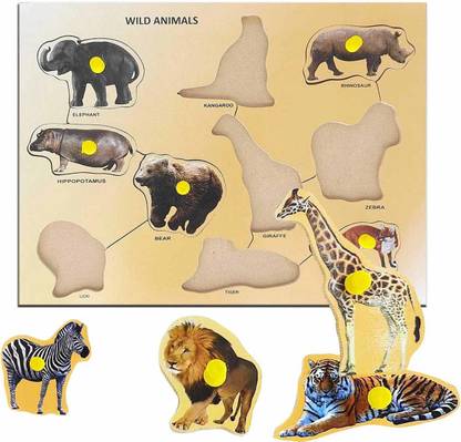 AMUSING Wild Animals Name with Knobs Wooden Educational Learning Jungle  Animal Tray Price in India - Buy AMUSING Wild Animals Name with Knobs  Wooden Educational Learning Jungle Animal Tray online at 