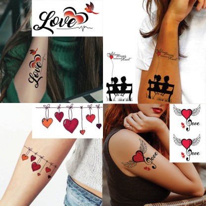 Voorkoms Love Heart Arrow Men and Women WaterproofTemporary Body Tattoo   Amazonin Beauty