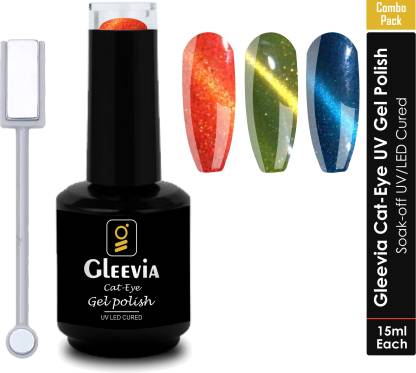 Gleevia Combo Pack of Cat-Eye UV Gel Nail Polish with Double Head Magnet  C1,C2,C3 - Price in India, Buy Gleevia Combo Pack of Cat-Eye UV Gel Nail  Polish with Double Head Magnet