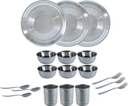 Flipkart SmartBuy Pack of 18 Stainless Steel Prima Dinner Set  (Silver)
