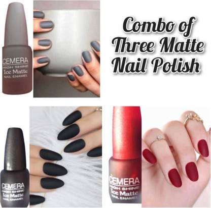 Cemera High Shine Ice Matte Pack Of 3 Nail Polish (Gray,Black,Maroon) -  (6MLx3) Mulitcolor - Price in India, Buy Cemera High Shine Ice Matte Pack  Of 3 Nail Polish (Gray,Black,Maroon) - (6MLx3)