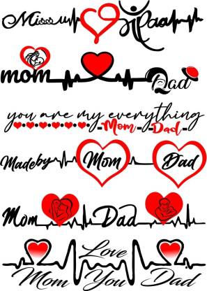 voorkoms Mom Dad Hartbeat 6 differnt design red black color Temporary tattoo  sticker - Price in India, Buy voorkoms Mom Dad Hartbeat 6 differnt design  red black color Temporary tattoo sticker Online