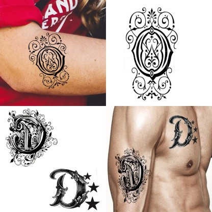 Tattoo of Letters Chest Stars