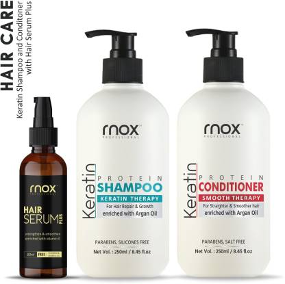 RNOX Keratin Shampoo and Conditioner Combo with Hair Serum for  Strengthening and Smoothening Hair | Part of Keratin Treatment Price in  India - Buy RNOX Keratin Shampoo and Conditioner Combo with Hair