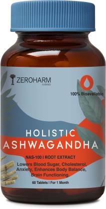 ZEROHARM Holistic Ashwagandha 100% Water Soluble & Bioavailable & Helps in Stress Relief