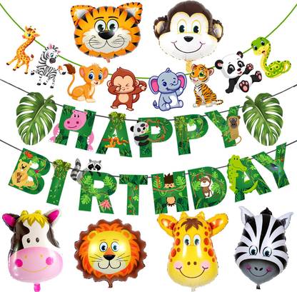Zyozi Jungle Safari Happy Birthday Decoration Animal Birthday Decoration Pack Of 8 Price In India Buy Zyozi Jungle Safari Happy Birthday Decoration Animal Birthday Decoration Pack Of 8 Online At Flipkart Com