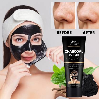 INTIMIFY Activated Charcoal Peel Off Mask, Cleans Pores, Removes Blackheads  & De-Tans