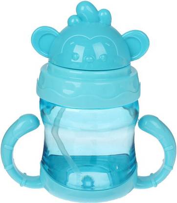 Babyhug Straw Sipper with Twin Handles Blue - 450 ml