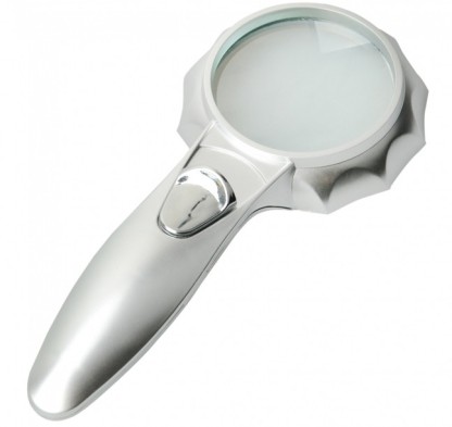 6 LED Plastic Handle Silver Illuminated pocket Magnifier Magnifying Glass 4X 