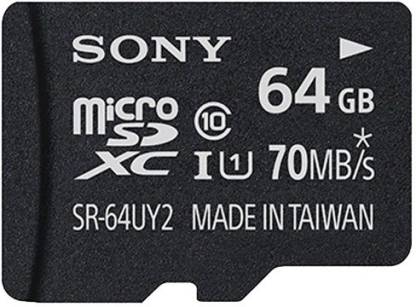 SONY 64 GB MicroSDXC Class 10 70 MB/s  Memory Card
