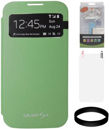Promoten Vernietigen Seminarie DMG S View Flip Cover for Samsung Galaxy S4 i9500 (Green) with 2200 mAh  PowerBank and Screen Guard and Wristband Accessory Combo Price in India -  Buy DMG S View Flip Cover