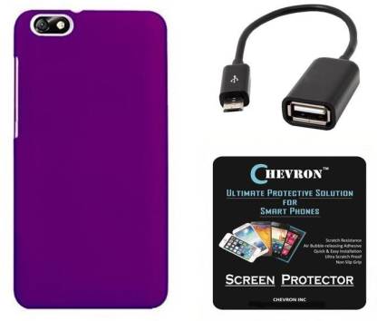 CHEVRON Premium Back Cover Case with HD Screen Guard & Micro OTG Cable for Huawei Honor 4X (Purple) Accessory Combo