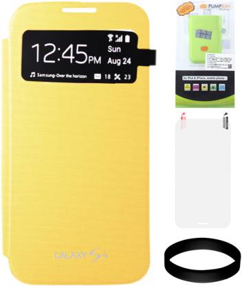 Vermindering rekenkundig Voorschrift DMG S View Flip Cover for Samsung Galaxy S4 i9500 (Yellow) with 6600 mAh  PowerBank and Screen Guard and Wristband Accessory Combo Price in India -  Buy DMG S View Flip Cover