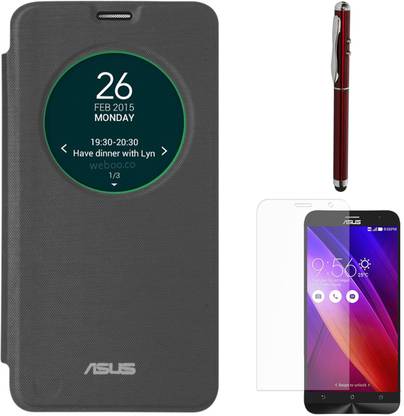 dmg smart circle view flip case for asus zenfone 2 ze551ml laser torch stylus pen matte screen accessory combo