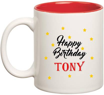 Huppmegift Happy Birthday Tony Inner Red Ceramic 350ml Ceramic Coffee Mug Price In India Buy Huppmegift Happy Birthday Tony Inner Red Ceramic 350ml Ceramic Coffee Mug Online At Flipkart Com