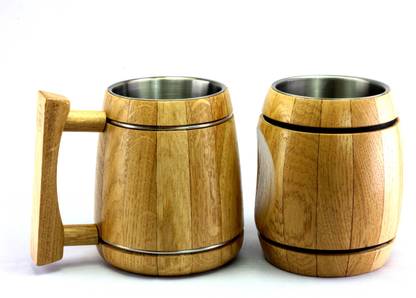 Wood Trim Oak Wood Viking Hobbit Beermugs Combo Style With Stainless Steel Inserts Wood Coffee Mug Price In India Buy Wood Trim Oak Wood Viking Hobbit Beermugs Combo Style