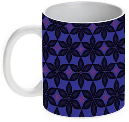 Mugwala Blue Floral Pattern Ceramic Coffee Mug