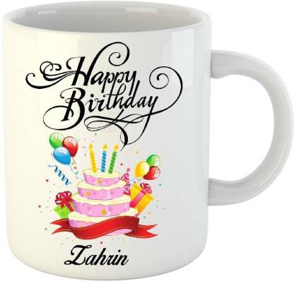 HUPPME Happy Birthday Zahrin White (350 ml) Ceramic Coffee Mug
