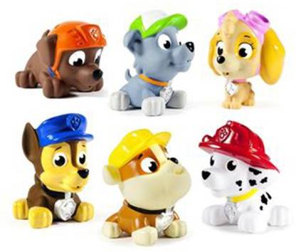 PAW PATROL Set of 6 - Rocky, Zuma, Skye, Rubble, Marshall & Chase Rubber Musical Toys - Figures Set of 6 - Rocky, Zuma, Skye, Rubble, Marshall Chase Rubber Musical