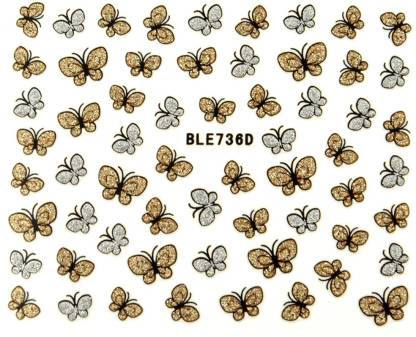 SENECIO™ 'S Glitter Butterfly Design 3D Nail Art Stickers Decals Tips Decoration Manicure Kit