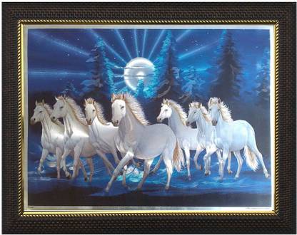 Download G T India 3d 7 Horses With Golden Frame Digital Reprint 19 Inch X 15 Inch Painting Price In India Buy G T India 3d 7 Horses With Golden Frame Digital