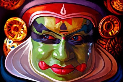 Tamatina Canvas Painting - Face of Kathakali - Modern Canvas painting. :  Amazon.in