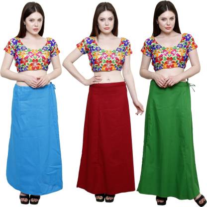 Pistaa Turquoise Blue, Deep Maroon and Pak Green Cotton Blend Petticoat