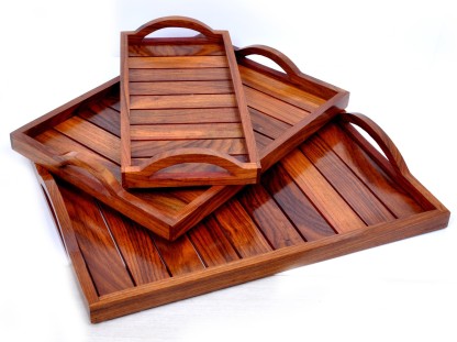 Brown Hashcart Wood Serving Tray