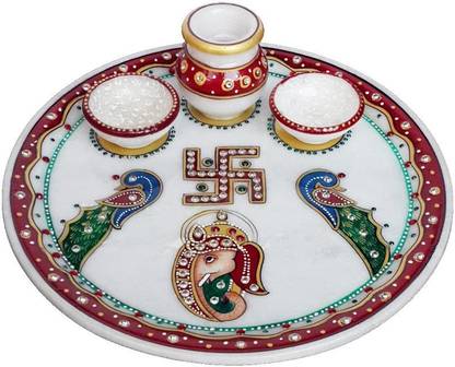 Craft Mansion Makrana marble Pooja thali Marble