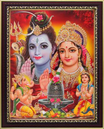 Shiva / Shankar Parvati Ganesha Kartikeya Poster Paper Print - Art & Paintings, Religious, Decorative posters in India - Buy art, film, design, movie, music, nature and educational paintings/wallpapers at Shiva / Shankar Parvati Ganesha Kartikeya Poster Paper Print - Art & Paintings, Religious, Decorative posters in India - Buy art, film, design, movie, music, nature and educational paintings/wallpapers at