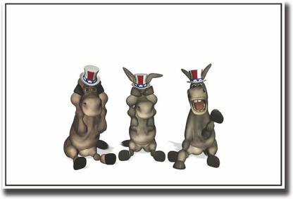 Three donkeys with hat art Fine Art Print - Humor posters in India