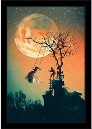 Man Pushing Woman On Swing Paper Poster Black Frame Top Acrylic Glass 13inch X 19inch 33cms X 48 3cms Paper Print Art Paintings Posters In India Buy Art Film