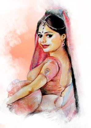 Oshi - Village Girl Fine Art Paper Print - Art & Paintings posters in India - Buy art, film, design, movie, music, nature and educational paintings/ wallpapers at Oshi - Village Girl Fine Art Paper Print - Art & Paintings posters in India - Buy art, film, design, movie, music, nature and educational paintings/ wallpapers at