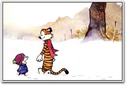 Calvin and Hobbes enjoying in snow Paper Print - Animation & Cartoons, Comics posters in India - Buy art, film, design, movie, music, nature and educational paintings/wallpapers at Calvin and Hobbes enjoying in snow Paper Print - Animation & Cartoons, Comics posters in India - Buy art, film, design, movie, music, nature and educational paintings/wallpapers at