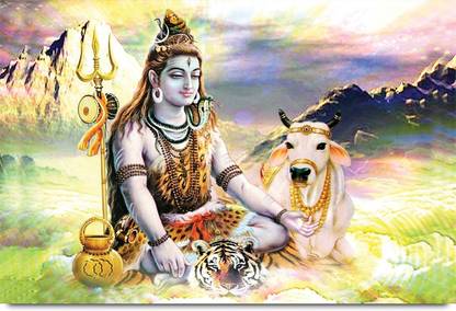 Lord Shiva with Nandi Maharaj Paper Print - Religious posters in India - Buy art, film, design, movie, music, nature and educational paintings/ wallpapers at Lord Shiva with Nandi Maharaj Paper Print - Religious posters in India - Buy art, film, design, movie, music, nature and educational paintings/ wallpapers at