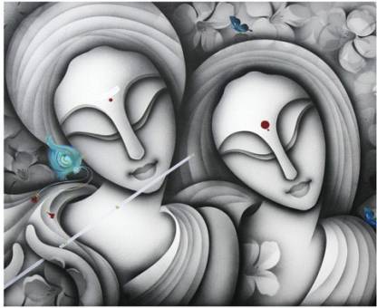 Stybuzz Radha Krishna Modern Grey Frameless Canvas Art - Art & Paintings  posters in India - Buy art, film, design, movie, music, nature and  educational paintings/wallpapers at 