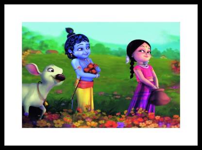 MyimageLord Shree Krishna Animation Beautiful Digital Printing Framed  Poster ( inch x  inch) Paper Print - Religious posters in India -  Buy art, film, design, movie, music, nature and educational  paintings/wallpapers
