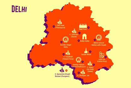 The Map Of Delhi Delhi Map 23 Fine Art Print - Maps Posters In India - Buy Art, Film,  Design, Movie, Music, Nature And Educational Paintings/Wallpapers At  Flipkart.com