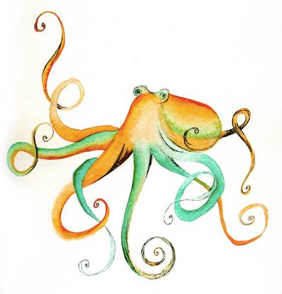 Art For Kids - Dancing Octopus - Medium Size Rolled Digital ...