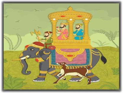 King on elephant ride in Indian art 0517 Poster Photographic Paper -  Abstract, Animals, Animation & Cartoons, Architecture, Art & Paintings,  Children, Comics, Cuisine, Decorative, Educational, Floral & Botanical,  Gaming, Humor, Maps,