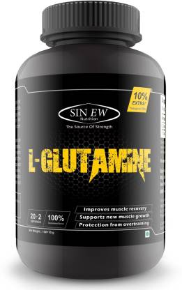 SINEW NUTRITION 100% Pure L-Glutamine Powder 110gm (10gm - 10% FREE) - 20 + 2 Serving Glutamine