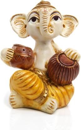 Adaa Lord Ganesha with Musical Instrument - Tabla Decorative Showpiece  -  10 cm
