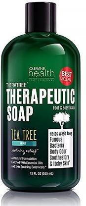 Oleavine Antifungal Soap with Tea Tree Oil & Neem . Helps Wash Away  Athletes Foot Body Odor Acne Jock Itch Nail Fungus Ringworm. Foot & Body  Wash. ...